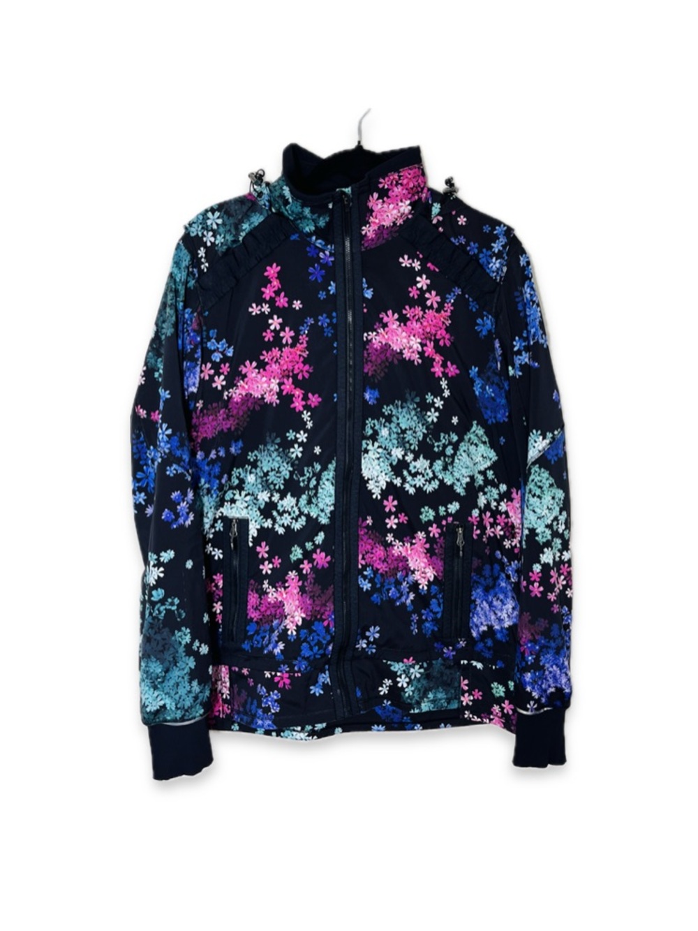 Lululemon Run Bandit Jacket Petal Pop Floral Black Size 12 EUC